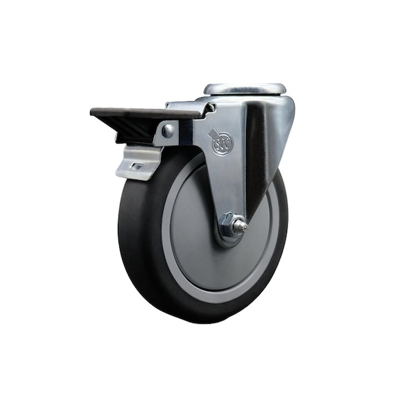 5'' Thermo Rubber Wheel Swivel Bolt Hole Caster with Posi Lock Brake